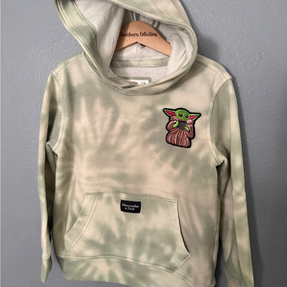 abercrombie kids light green tie-dye hoodie with character patch